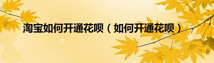 淘宝如何开通花呗（如何开通花呗）