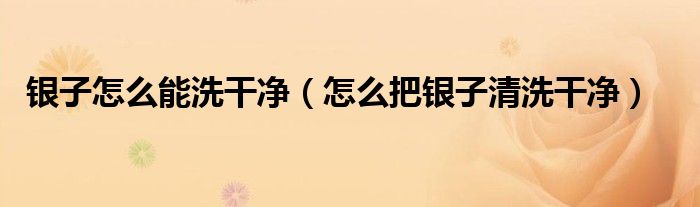 银子怎么能洗干净（怎么把银子清洗干净）