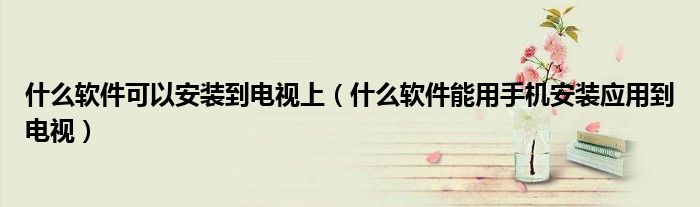 什么软件可以安装到电视上（什么软件能用手机安装应用到电视）