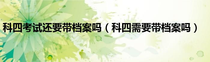科四考试还要带档案吗（科四需要带档案吗）