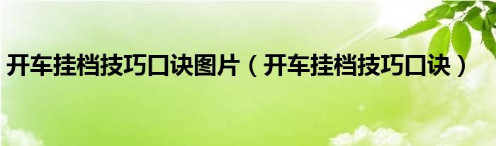 开车挂档技巧口诀图片（开车挂档技巧口诀）