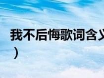 我不后悔歌词含义是什么意思（我不后悔歌词）