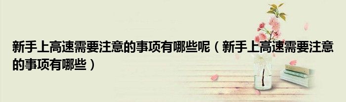新手上高速需要注意的事项有哪些呢（新手上高速需要注意的事项有哪些）