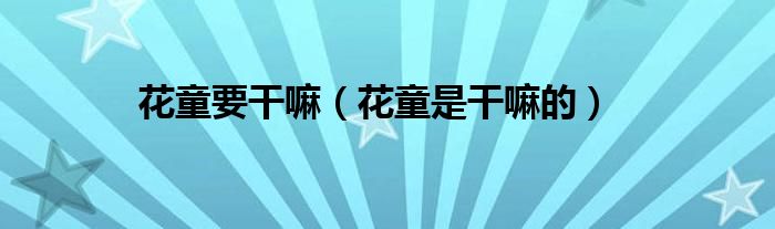 花童要干嘛（花童是干嘛的）