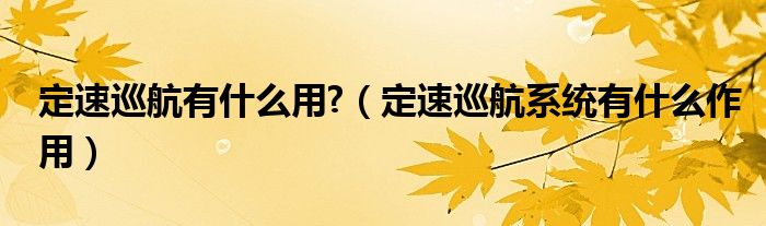 定速巡航有什么用?（定速巡航系统有什么作用）