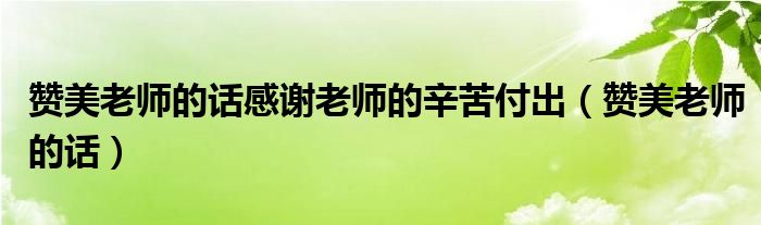赞美老师的话感谢老师的辛苦付出（赞美老师的话）