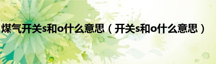 煤气开关s和o什么意思（开关s和o什么意思）
