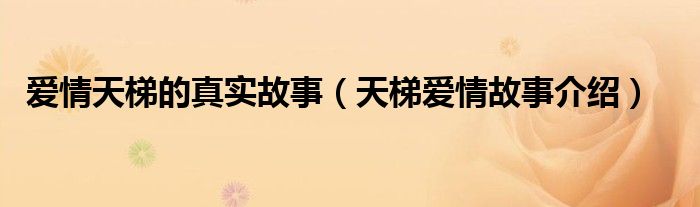 爱情天梯的真实故事（天梯爱情故事介绍）