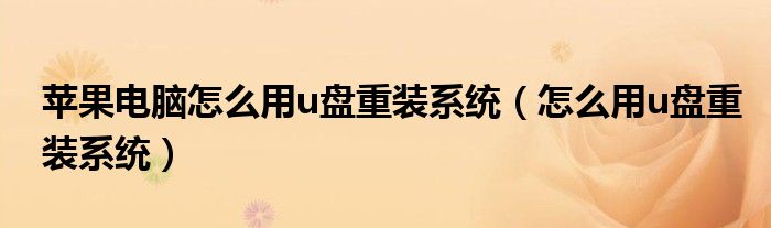 苹果电脑怎么用u盘重装系统（怎么用u盘重装系统）