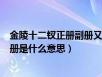 金陵十二钗正册副册又副册的分类理由（金陵十二钗正册副册是什么意思）