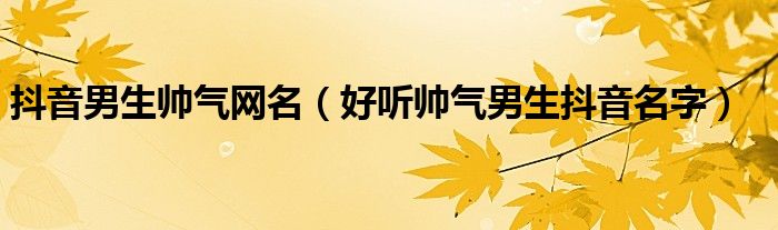 抖音男生帅气网名（好听帅气男生抖音名字）