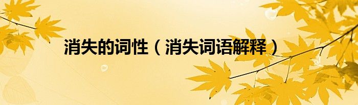 消失的词性（消失词语解释）
