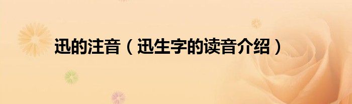 迅的注音（迅生字的读音介绍）
