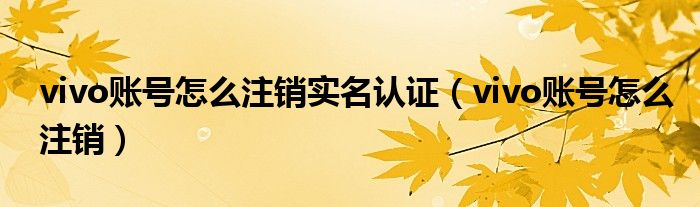 vivo账号怎么注销实名认证（vivo账号怎么注销）