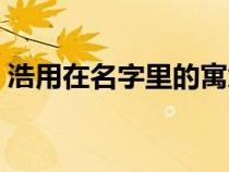 浩用在名字里的寓意（浩用在名字中的寓意）