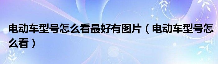 电动车型号怎么看最好有图片（电动车型号怎么看）