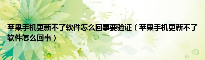 苹果手机更新不了软件怎么回事要验证（苹果手机更新不了软件怎么回事）