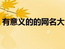 有意义的的网名大全（有意义的网名有哪些）