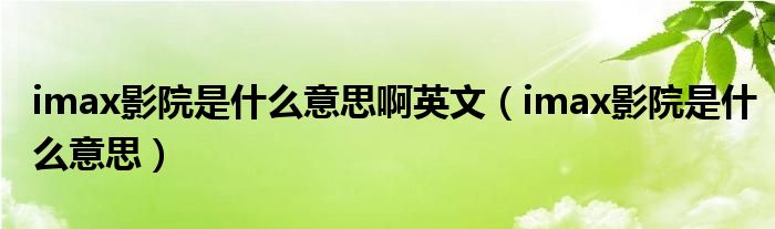 imax影院是什么意思啊英文（imax影院是什么意思）