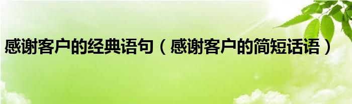 感谢客户的经典语句（感谢客户的简短话语）