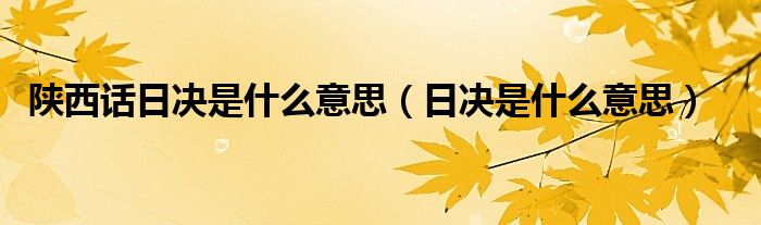 陕西话日决是什么意思（日决是什么意思）