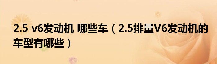 2.5 v6发动机 哪些车（2.5排量V6发动机的车型有哪些）