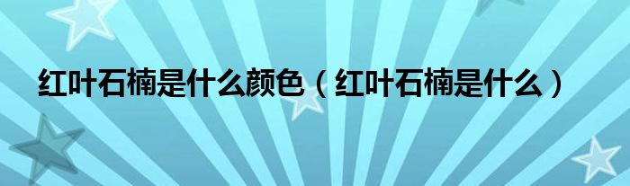红叶石楠是什么颜色（红叶石楠是什么）