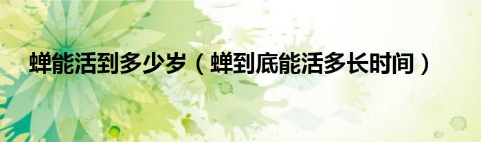 蝉能活到多少岁（蝉到底能活多长时间）