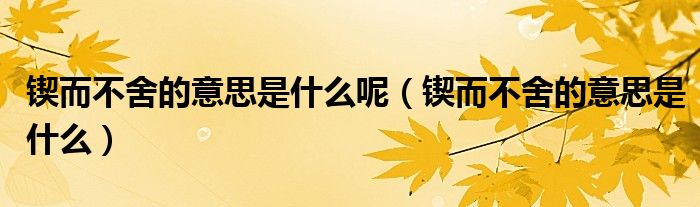 锲而不舍的意思是什么呢（锲而不舍的意思是什么）