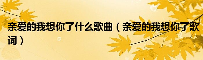 亲爱的我想你了什么歌曲（亲爱的我想你了歌词）