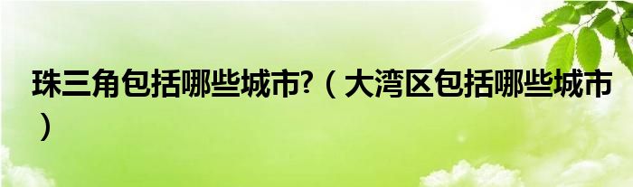 珠三角包括哪些城市?（大湾区包括哪些城市）