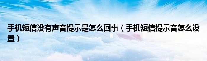 手机短信没有声音提示是怎么回事（手机短信提示音怎么设置）