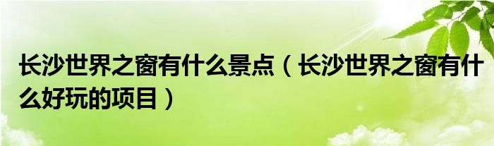 长沙世界之窗有什么景点（长沙世界之窗有什么好玩的项目）