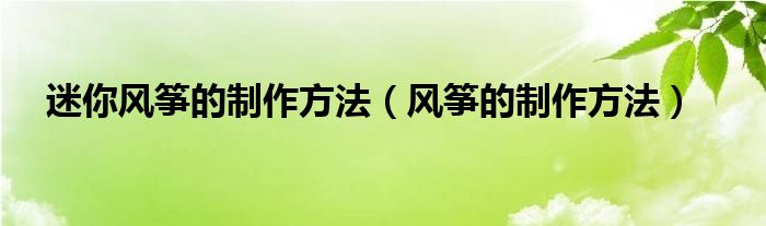 迷你风筝的制作方法（风筝的制作方法）