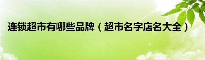 连锁超市有哪些品牌（超市名字店名大全）