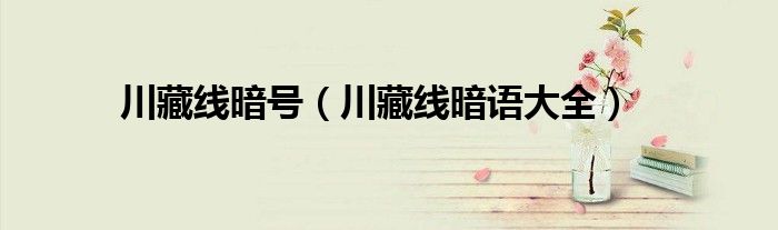 川藏线暗号（川藏线暗语大全）