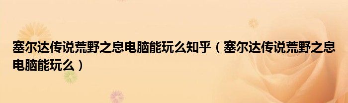 塞尔达传说荒野之息电脑能玩么知乎（塞尔达传说荒野之息电脑能玩么）