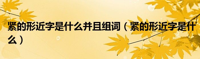 紧的形近字是什么并且组词（紧的形近字是什么）