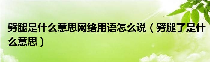 劈腿是什么意思网络用语怎么说（劈腿了是什么意思）