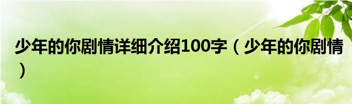 少年的你剧情详细介绍100字（少年的你剧情）