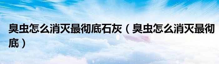 臭虫怎么消灭最彻底石灰（臭虫怎么消灭最彻底）
