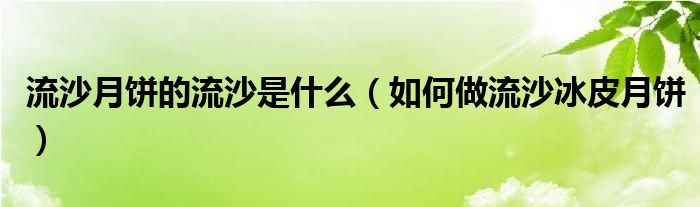 流沙月饼的流沙是什么（如何做流沙冰皮月饼）