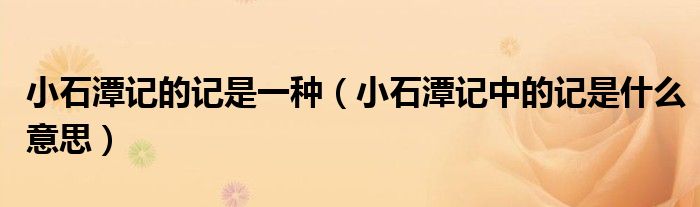 小石潭记的记是一种（小石潭记中的记是什么意思）