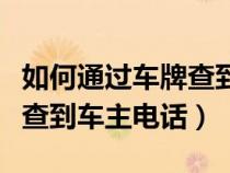 如何通过车牌查到车主的电话（怎样通过车牌查到车主电话）