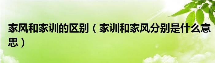 家风和家训的区别（家训和家风分别是什么意思）