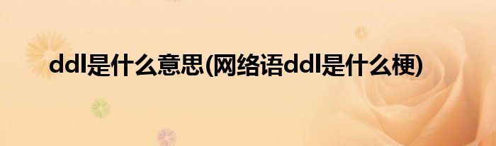 ddl是什么意思(网络语ddl是什么梗)