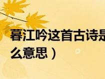 暮江吟这首古诗是什么意思（暮江吟古诗是什么意思）