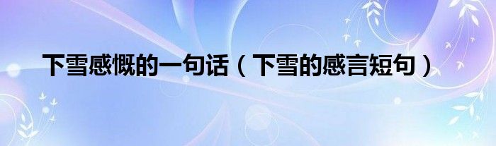 下雪感慨的一句话（下雪的感言短句）