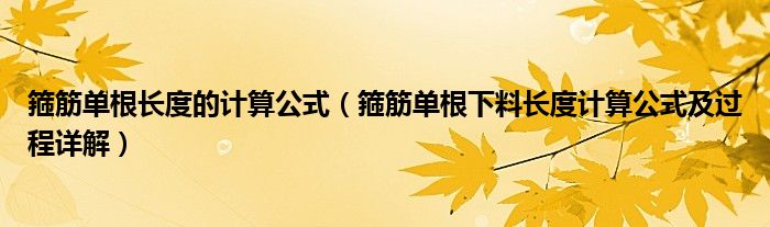 箍筋单根长度的计算公式（箍筋单根下料长度计算公式及过程详解）