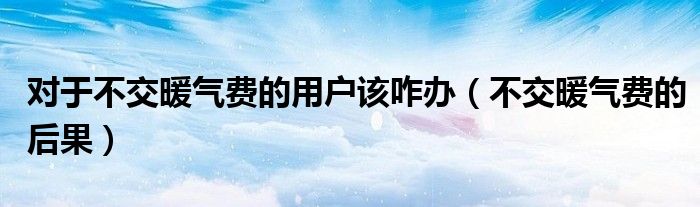 对于不交暖气费的用户该咋办（不交暖气费的后果）